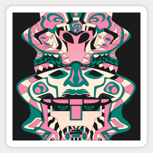 alien olmec head in mutant pattern ecopop Sticker